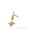 316L SURGICAL STEEL THREADLESS PUSH IN STARBURST CZ DANGLE TOP PART